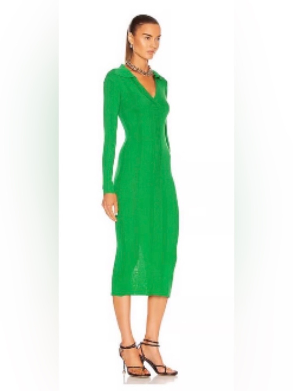 REMAIN Birger Christensen Joy Rib Long Sleeve  Sweater Dress fern Green 4